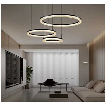 Lustra LED Negru&Alb Minimalist Ring cu Telecomanda wifi 2.4G lumina/rece/calda/neutra intensitate reglabila