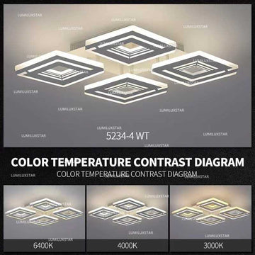 Lustra LED Patrate cu Telecomanda wifi 50cm Abla/gri 2.4G lumina rece/calda/neutra intensitate reglabila