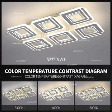 Lustra LED Patrate cu Telecomanda wifi 64cm Alba/gri 2.4G lumina/rece/calda/neutra intensitate reglabila