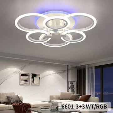 Lustra LED RGB 6 cercuri cu Telecomanda wifi 2.4G cu lumina/rece/calda/neutra intensitate reglabila