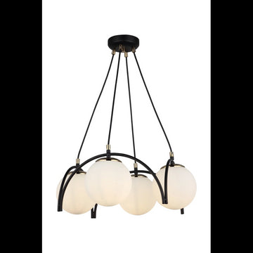 Lustra Negru cu 4 glob 4xE27 maxim 60W x4