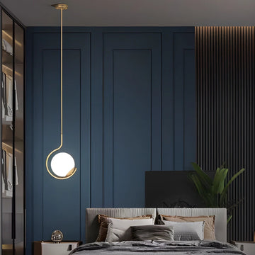 Cable chandelier with frosted glass globe