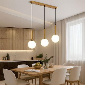 Chandelier With 3 Globes White Matt E27 Max 60w/Bulb