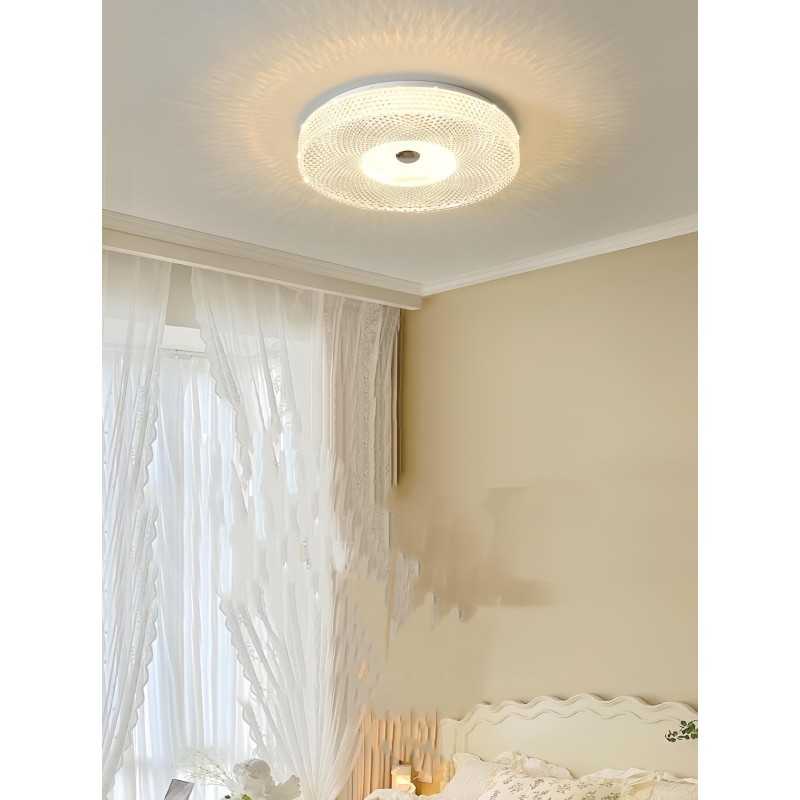 Plafoniera LED 72W Cu Telecomanda Cristal Alb Moderna D40cm Cu 3 Functii