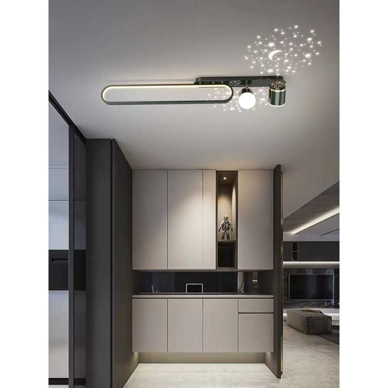 Plafoniera LED Cu Cer Instelat 80cm Negru Moderna 58W,3 Tipuri De Lumina