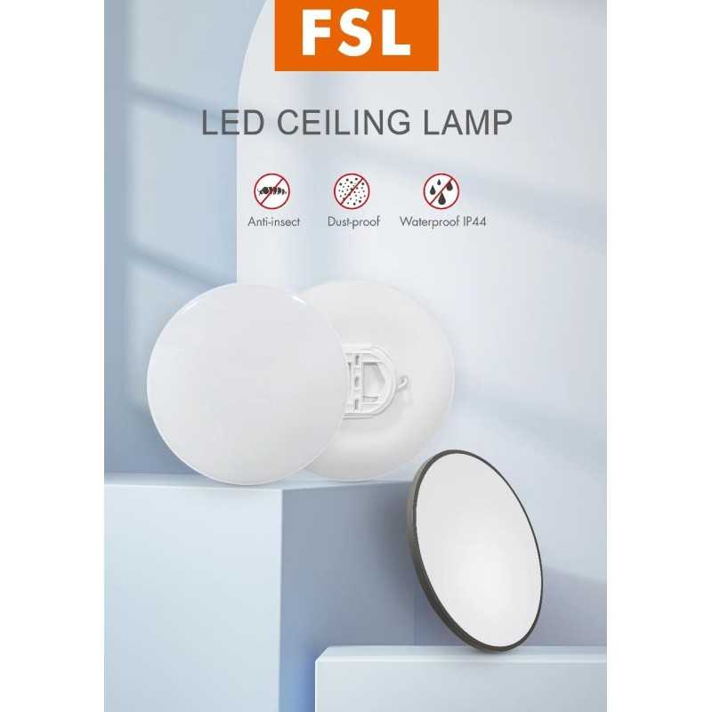 Plafoniera LED Negru Slim FSL IP44 18W 6500K D27cm Grosme 5cm