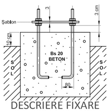 Set of 4 M18 bolts + plate for 11-12m pole – ONLY SOLD WITH THE POLES