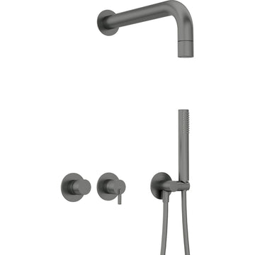 Concealed shower set with fixed shower head - with horizontal mixer, Deante