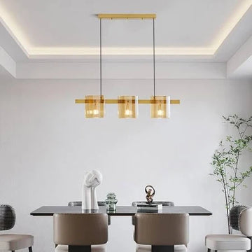 LED Chandelier Modern Polish GOLD Glass G9 X 3