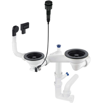Granite sink trap, 1.5- and 2-bowl - Space-Saver, Deante