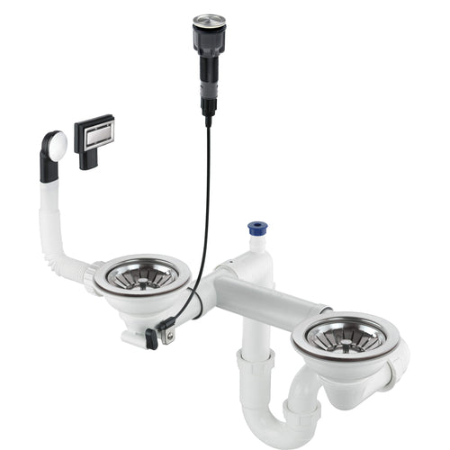 Granite sink trap, 1.5- and 2-bowl - Space-Saver, Deante