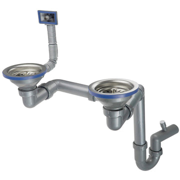 Sifon pentru chiuveta din inox, 1,5- și 2-cuve, Deante