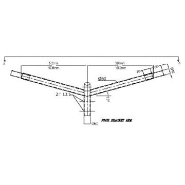 Triple arm for street lighting pole, galvanized steel, 3x100cm