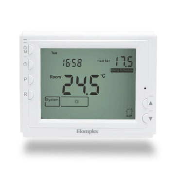Termostat de ambient pentru centrala, cu fir, Homplex 909, programabil , afisaj digital, IP42, alb