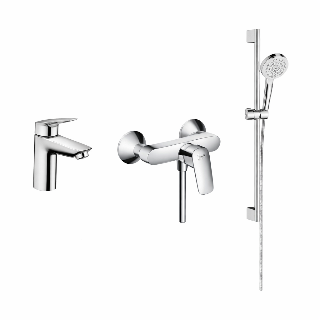 Set baterii 3 in 1 Hansgrohe Logis 100 cu baterie lavoar