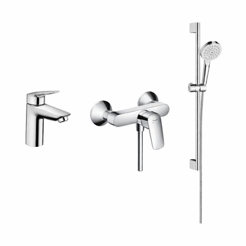 Set baterii 3 in 1 Hansgrohe Logis 100 cu baterie lavoar
