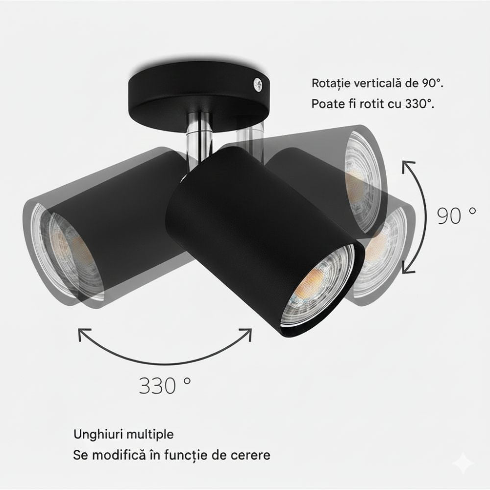 Spot Liniar Reglabil Negru 3 X GU10 450mm
