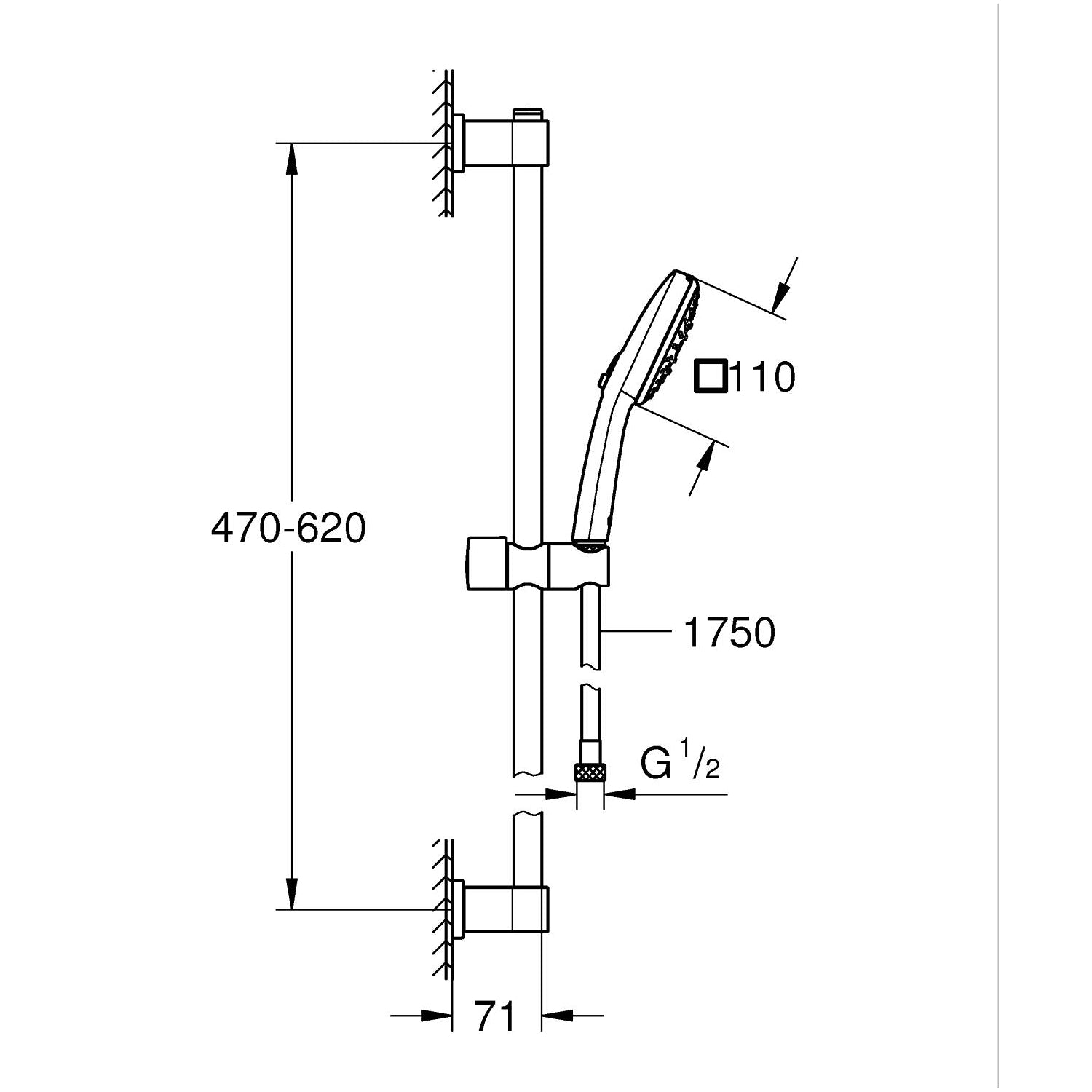 Set baterii baie GROHE Eurosmart M cu baterie lavoar, baterie cada si set dus Tempesta 100, crom - imagine 6