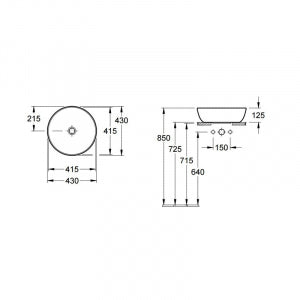 LAVOAR ARTIS OVAL PE BLAT 610X410 FARA PREAPLIN,ALB TITAN
