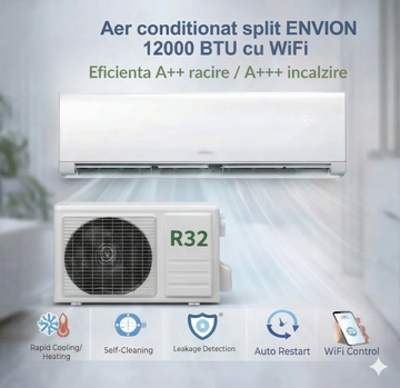 Aer conditionat split ENVION Envi-group 12000 BTU cu WiFi, R32, eficienta A++