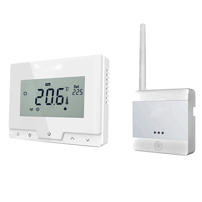 Termostat inteligent wireless Homplex 19 alb, Wi-Fi, programabil, cu control vocal Alexa si Google