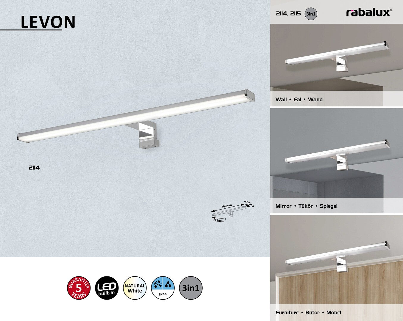Aplica Levon LED 8, crom Rabalux - imagine 6