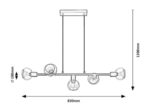 Lustră pe cablu Sullivan 5xE14/40W/230V Rabalux
