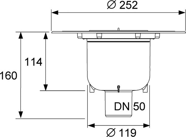 Corp sifon de pardoseala Tece drainpoint, iesire verticala Dn 50, cu flansa universala Seal System, 3601600 grossmann