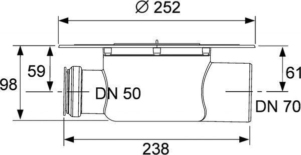Corp sifon de pardoseala Tece drainpoint, iesire laterala Dn 70, cu flansa universala Seal System, 3603500 grossmann