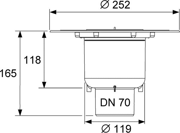 Corp sifon de pardoseala Tece drainpoint, iesire verticala Dn 70, cu flansa universala Seal System, 3603600 grossmann