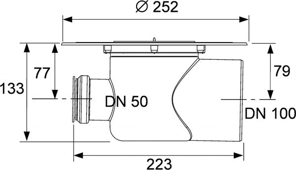 Corp sifon de pardoseala Tece drainpoint, iesire laterala Dn 100, cu flansa universala Seal System, 3607500 grossmann