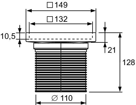 Inalțator cu grila Tece drainpoint S din otel inoxidabil, 150 x150 mm, design plate, 3660011 grossmann