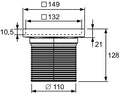 Inalțator cu grila Tece drainpoint S din otel inoxidabil, 150 x150 mm, design plate, 3660011 grossmann