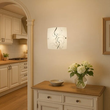 Plafoniera Elina 300x300 negru alb cu sticla opal pentru iluminat modern