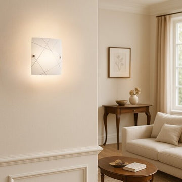 Plafoniera Phaedra 300x300 alb cu sticla decorativa pentru iluminat modern