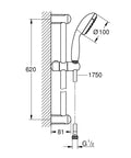 Set baterii baie GROHE BauEdge cu baterie lavoar, baterie cada si set de dus Tempesta 110 cu bara - imagine 6