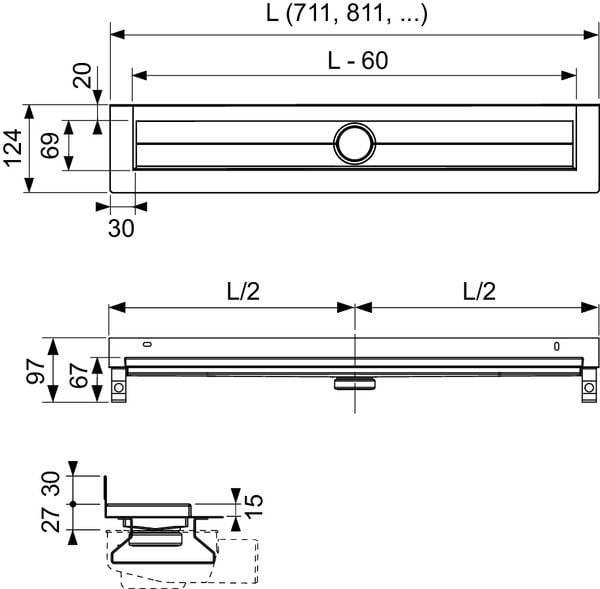 Tece Drainline rigola scurgere liniar 150 cm 601501