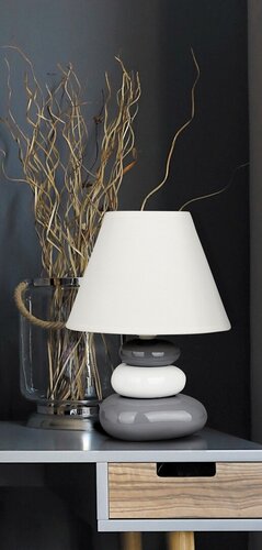 Veioza Moderna Salem Rabalux 4948 E14 40W Ceramic Textil Gri Alb