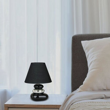 Veioza Moderna Salem Rabalux 4950 E14 40W Ceramic Textil Argintiu Negru