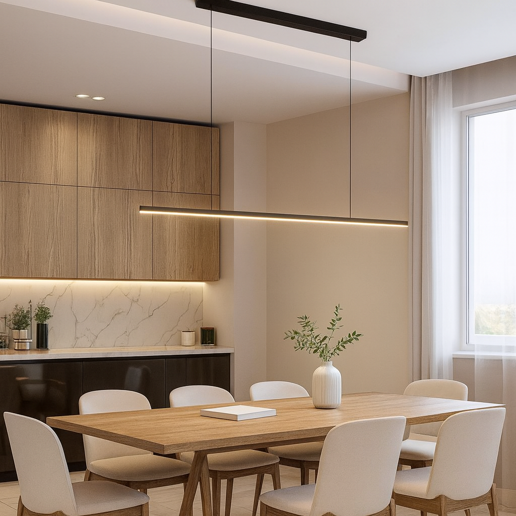Lustra LED Negru Bar Minimalist cu Telecomanda wifi 2.4G, intensitate lumina reglabila