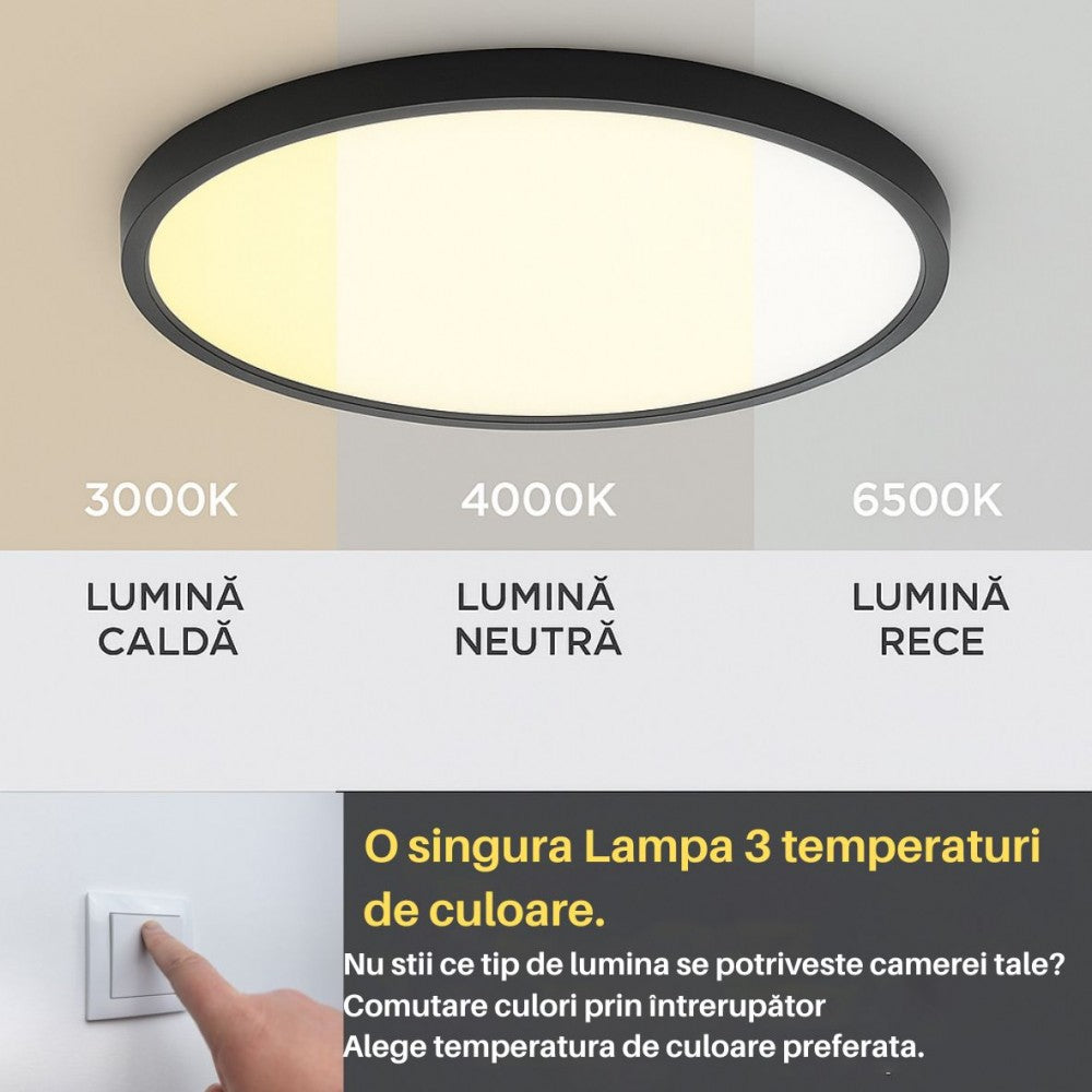 Plafoniera led VERSA IP40 Rama Neagra Fi300, 24W, 3000-6500K