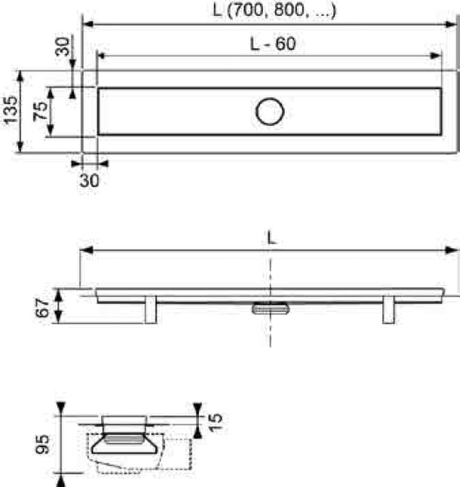 Tece Linus rigolă duș 70 cm 15103070