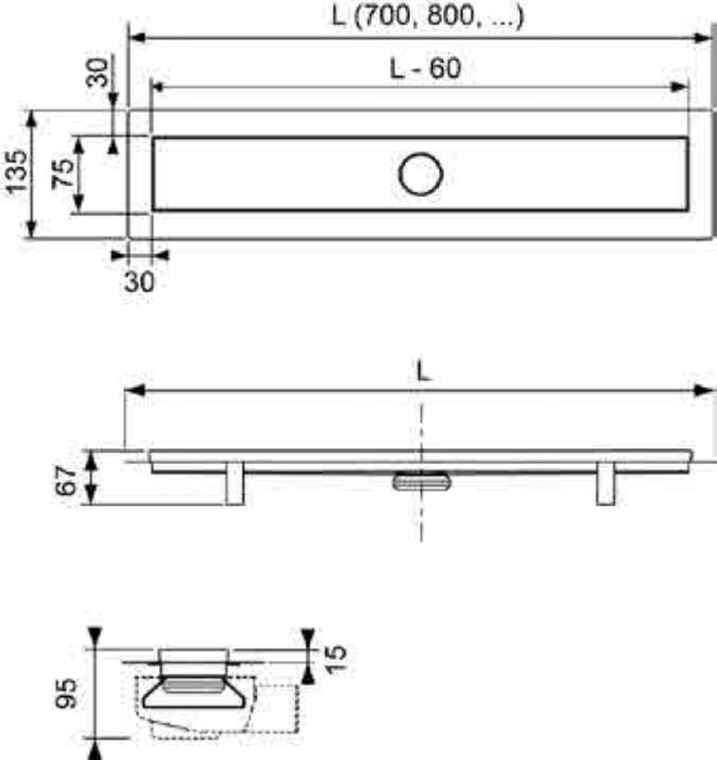 Tece Linus rigolă duș 80 cm 15103080