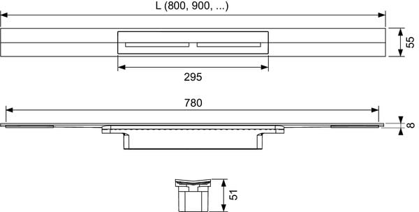 Tece Drainline rigolă duș 80 cm oţel 670800
