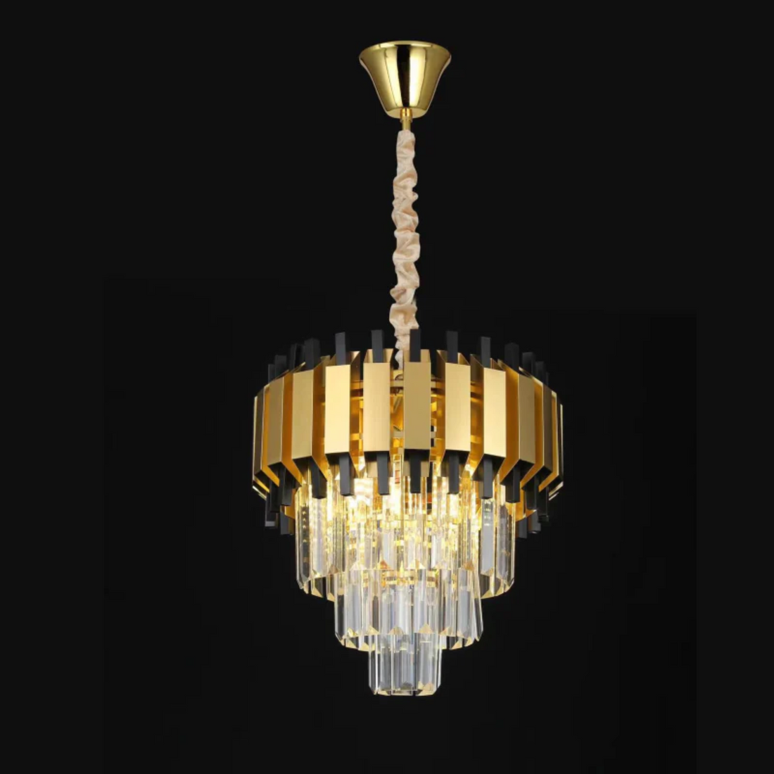 Candelabru Cristal Auriu Moderna  D30cm, cu 4 Becuri E14