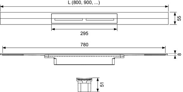 Tece Drainprofile rigolă duș 90 cm negru-crom 670901
