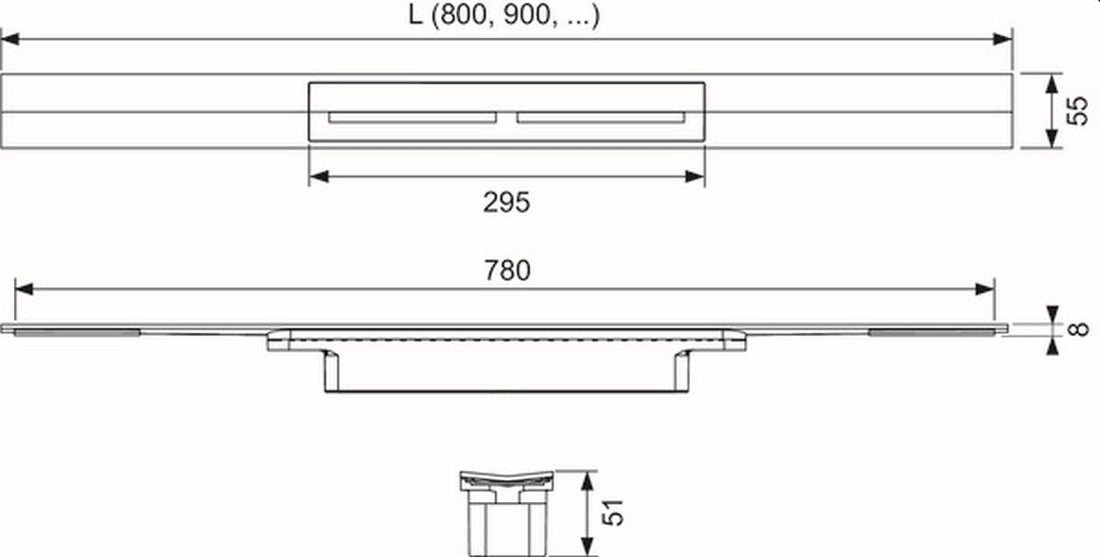 Tece Drainprofile rigolă duș 80 cm negru-crom 670801