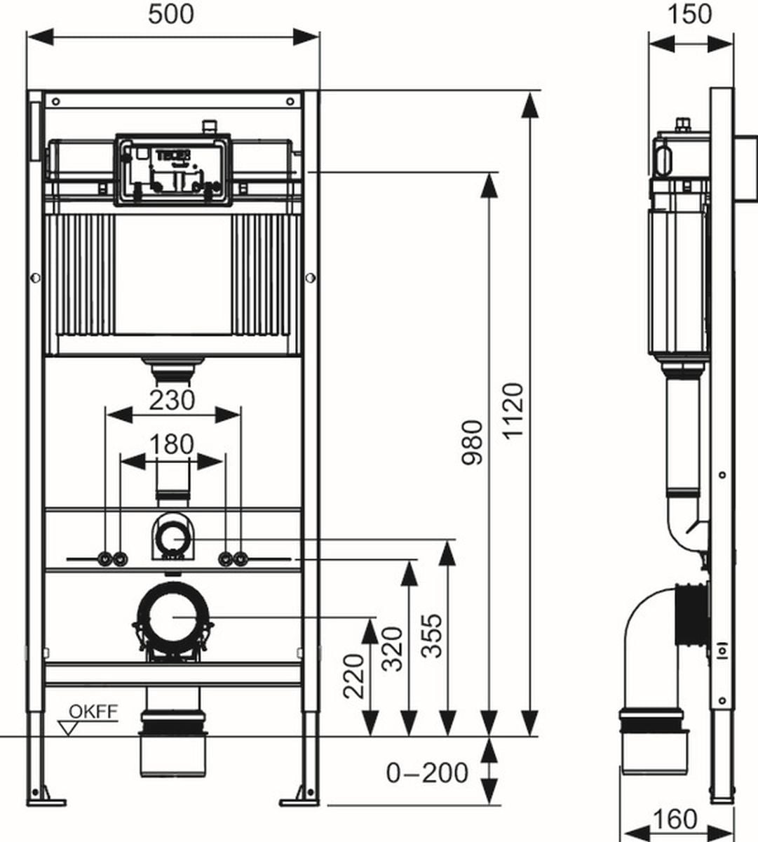 Tece Base cadru incastrat pentru vas WC suspendat 9400407