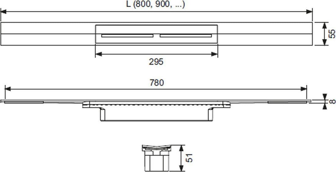 Tece Drainprofile rigolă duș 100 cm negru-crom 671001