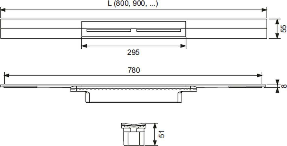 Tece Drainprofile rigolă duș 100 cm negru-crom 671001